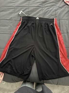 adidas Black Basketball Shorts with Red Waistband